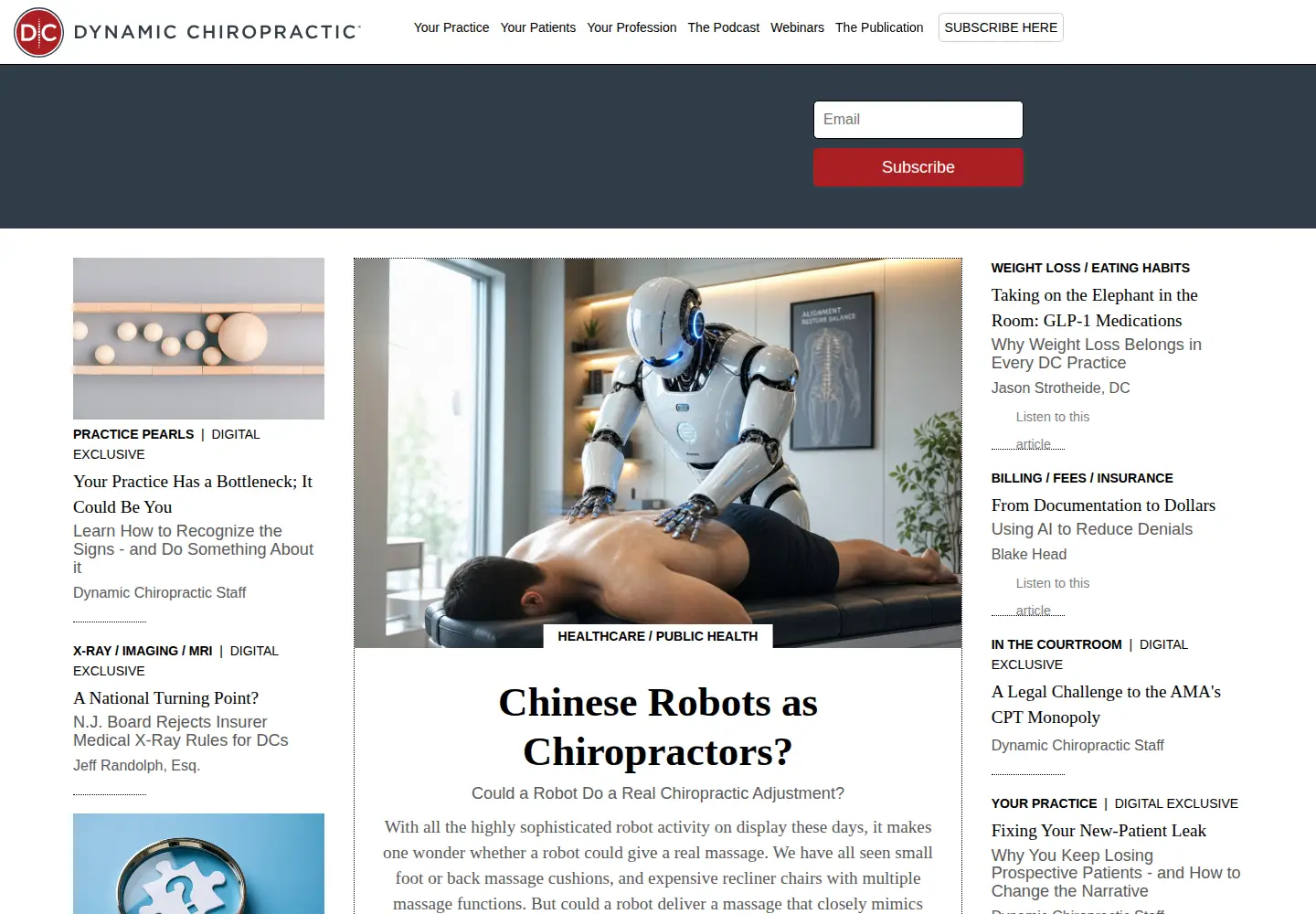 Screenshot of dynamicchiropractic.com
