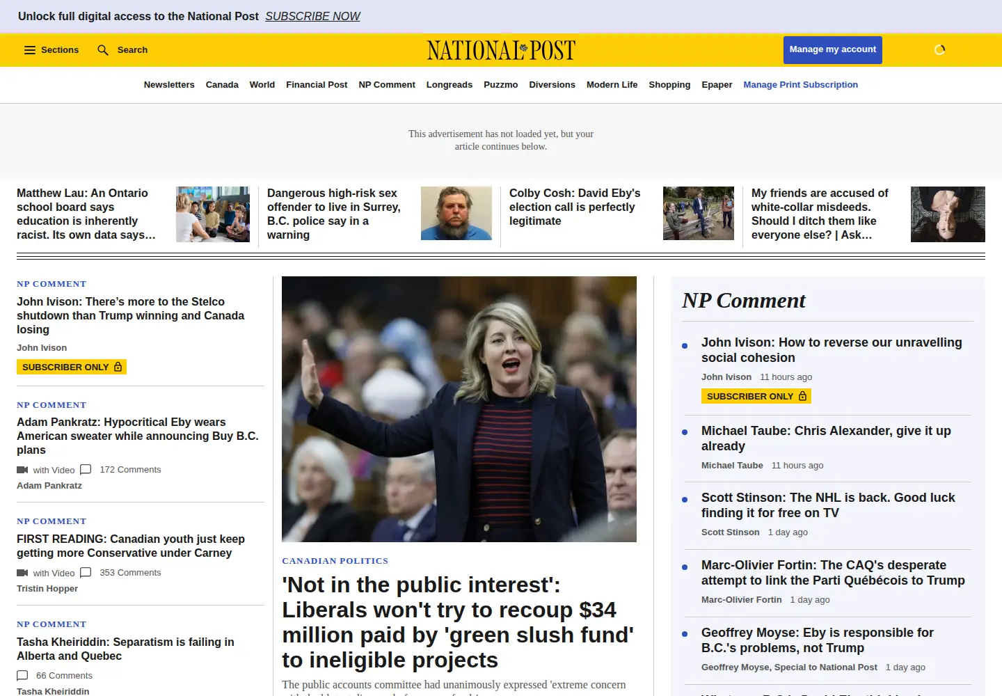 Screenshot of nationalpost.com