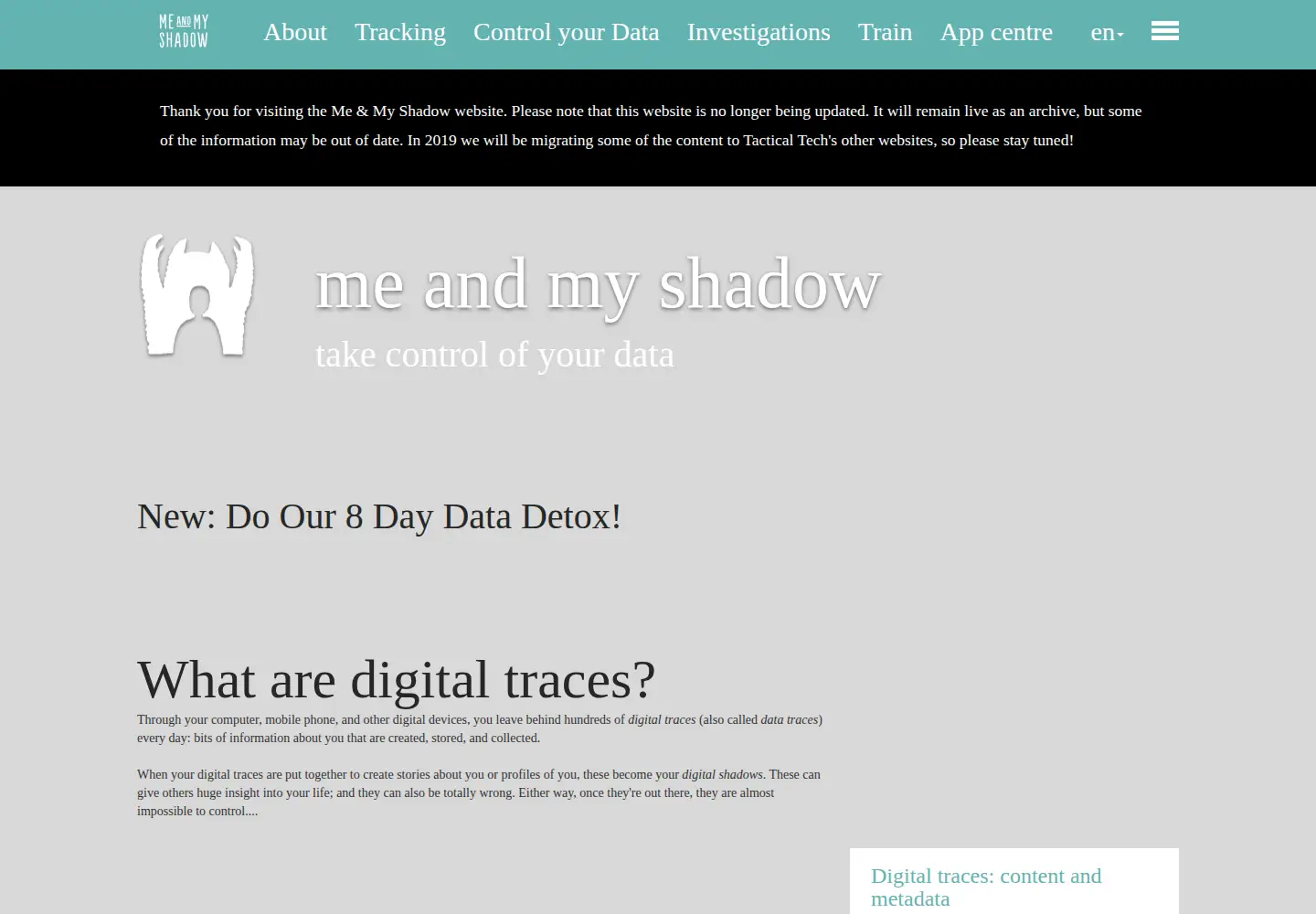 Screenshot of myshadow.org
