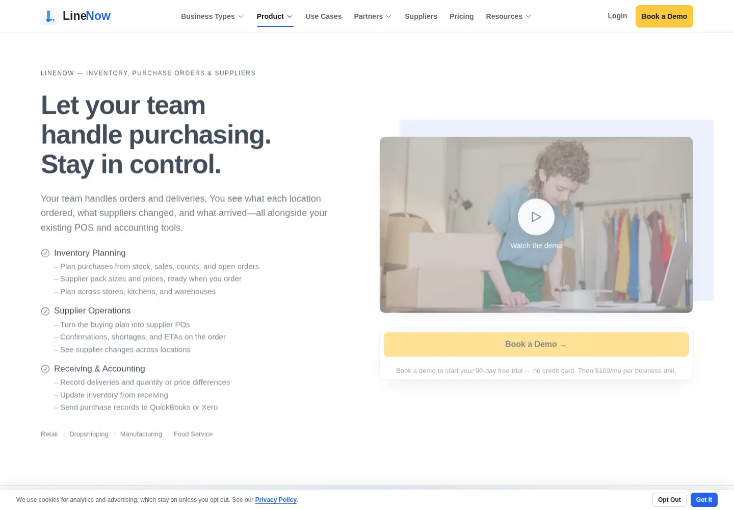 Screenshot of linenow.co
