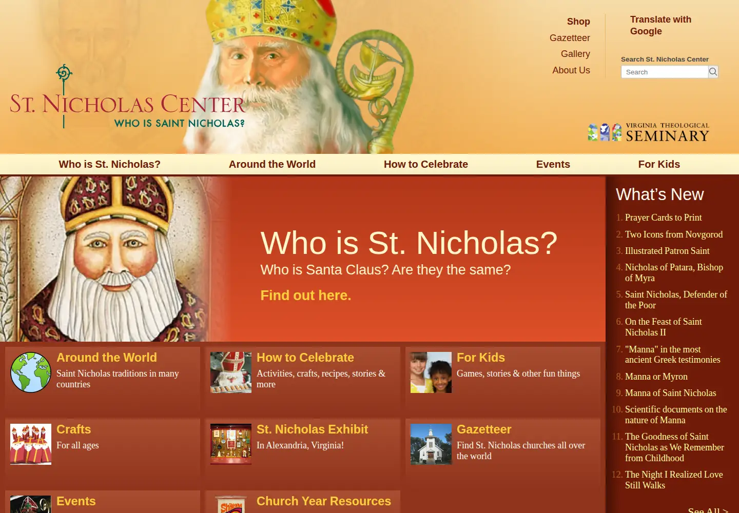 Screenshot of stnicholascenter.org