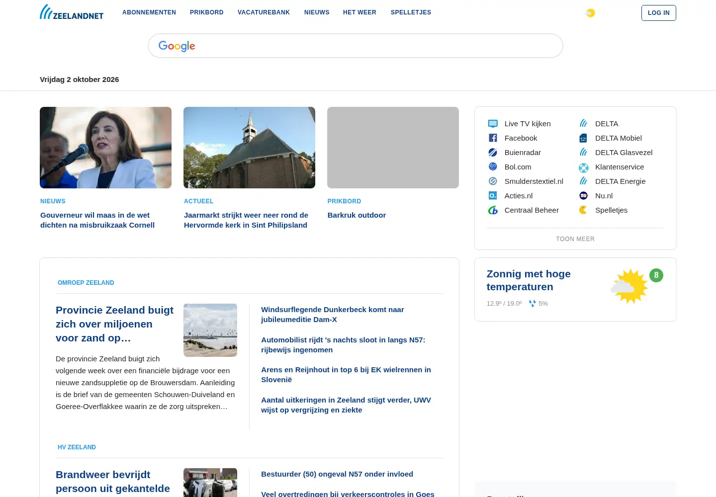 Screenshot of zeelandnet.nl