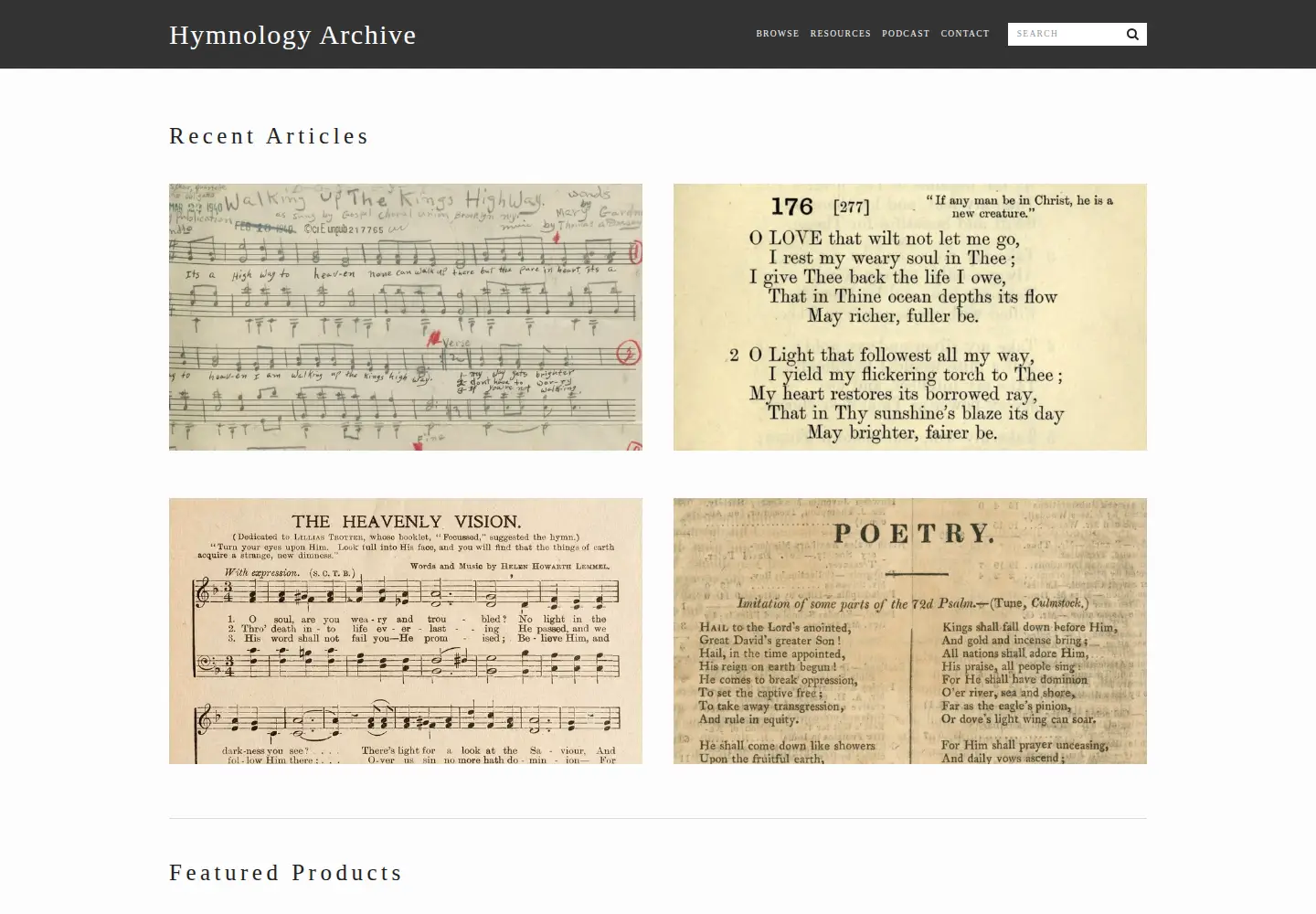 Screenshot of hymnologyarchive.com
