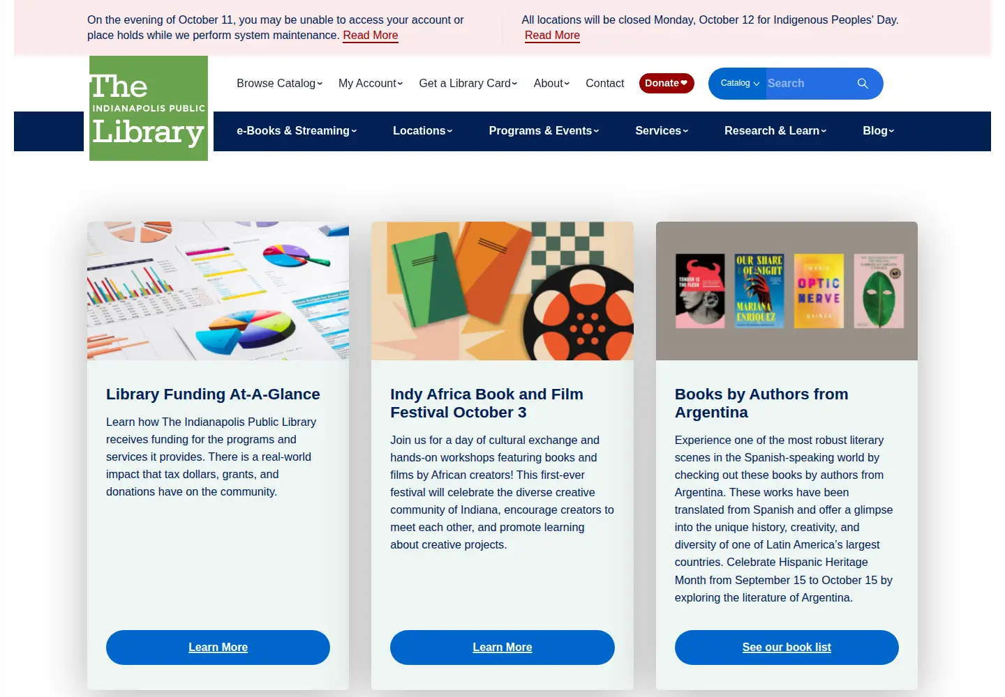 Screenshot of indypl.org