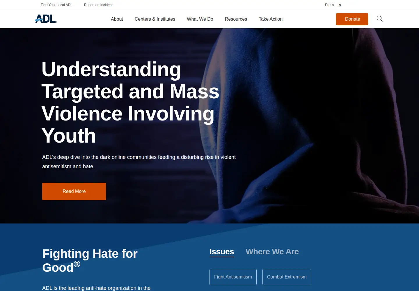 Screenshot of adl.org