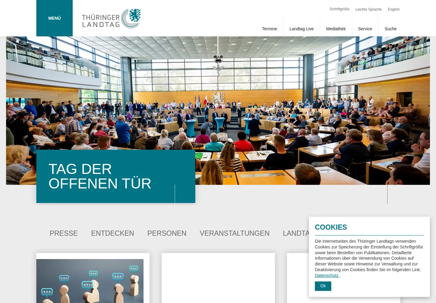 Screenshot of thueringer-landtag.de