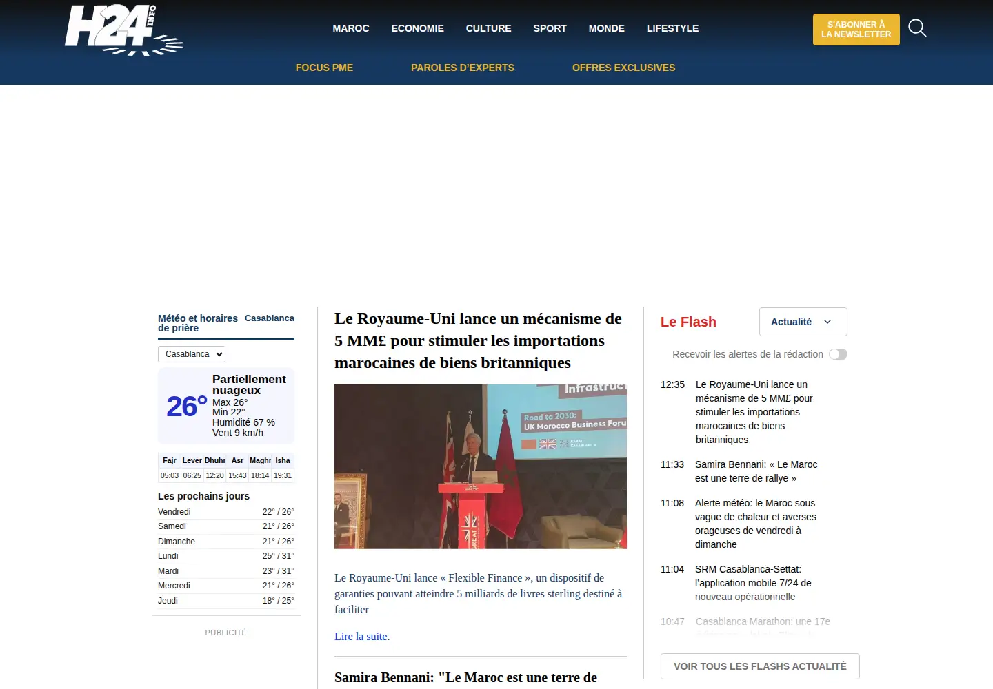 Screenshot of h24info.ma