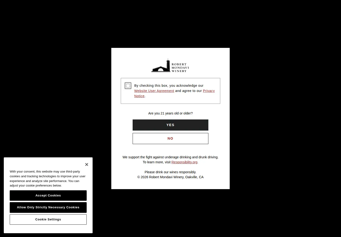 Screenshot of robertmondaviwinery.com