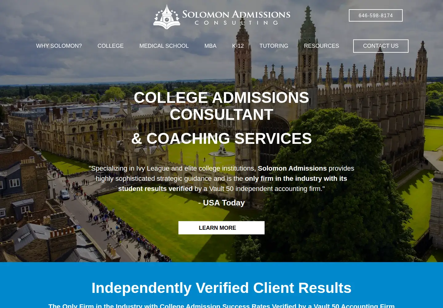 Screenshot of solomonadmissions.com