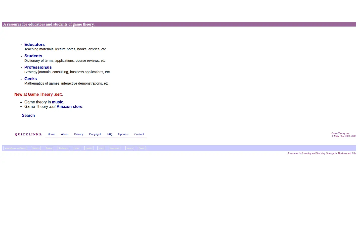Screenshot of gametheory.net