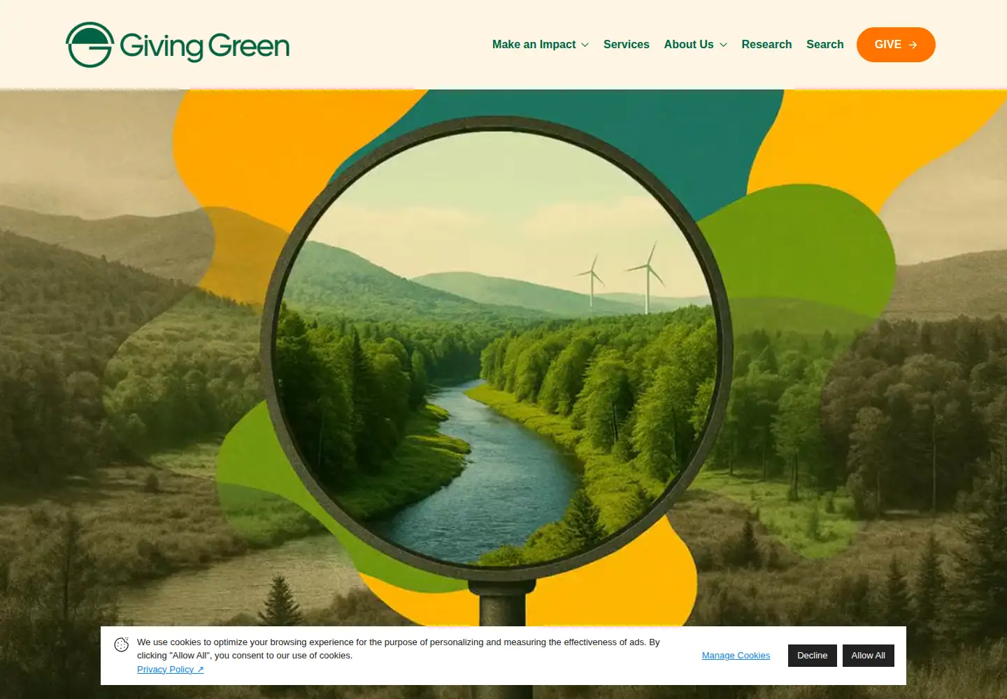 Screenshot of givinggreen.earth