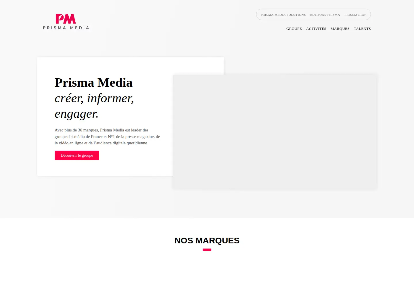 Screenshot of prismamedia.com