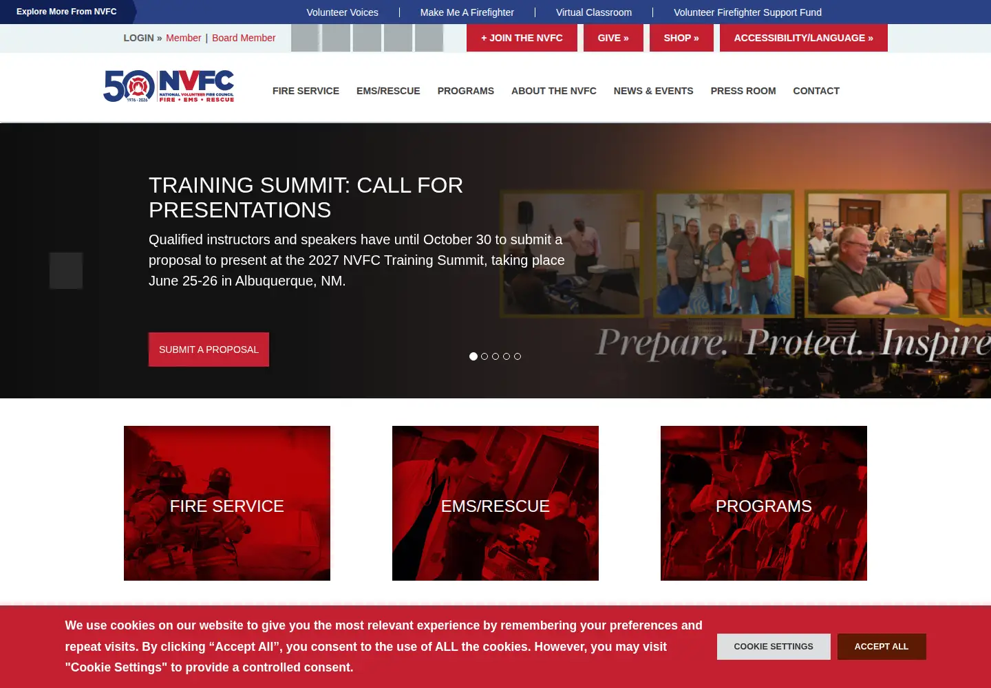 Screenshot of nvfc.org