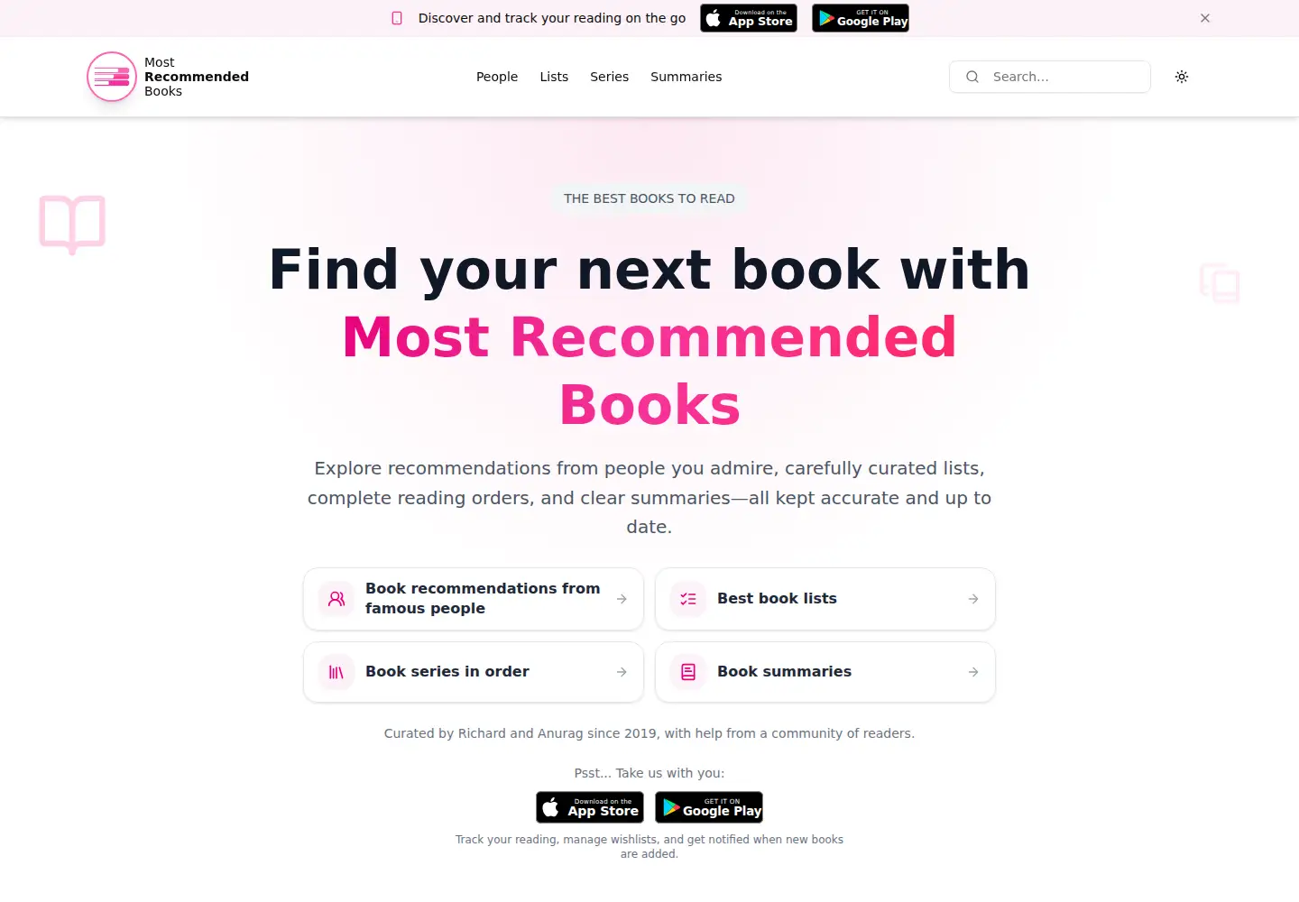 Screenshot of mostrecommendedbooks.com