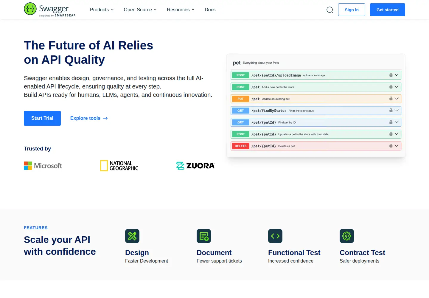 Screenshot of swagger.io