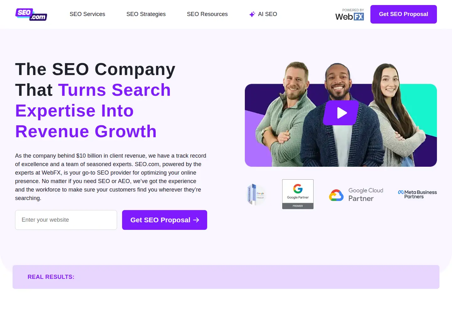 Captured homepage of seo.com in the current scan