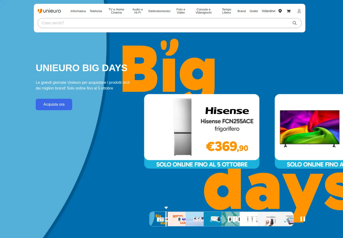 Screenshot of unieuro.it