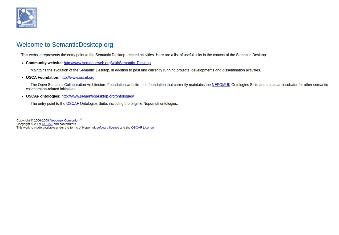 Captured homepage of semanticdesktop.org in the current scan