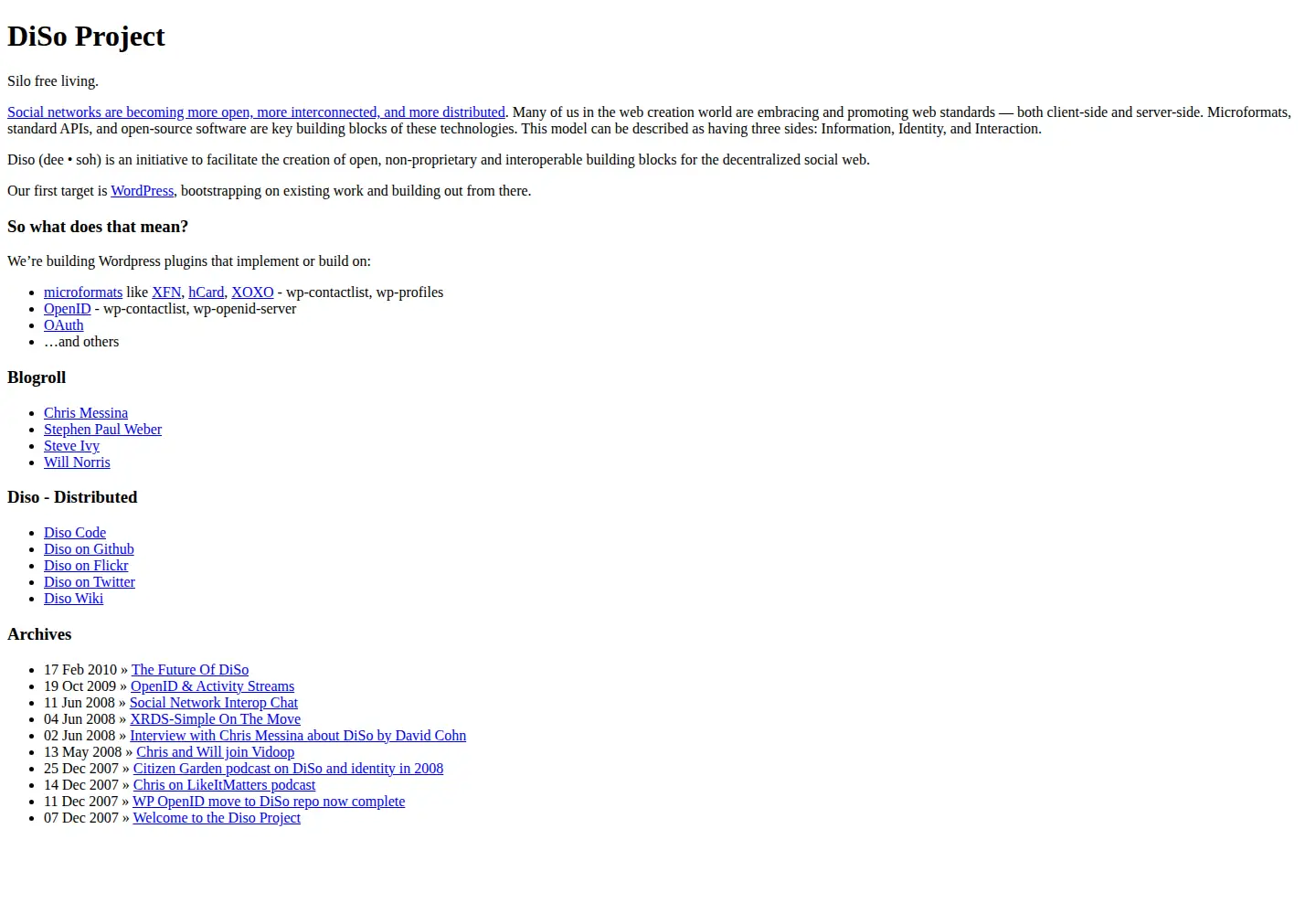 Screenshot of diso-project.org