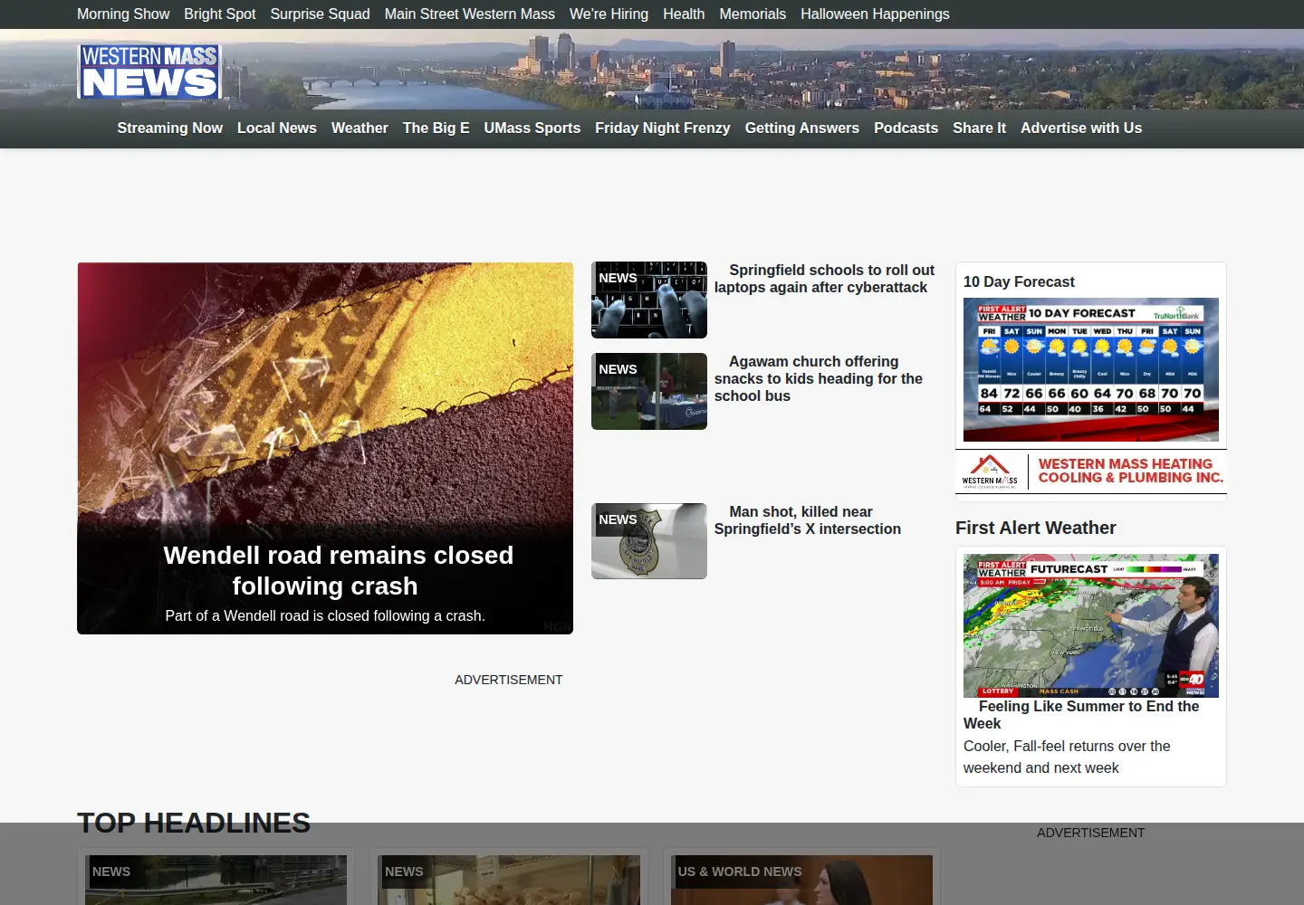 Screenshot of westernmassnews.com