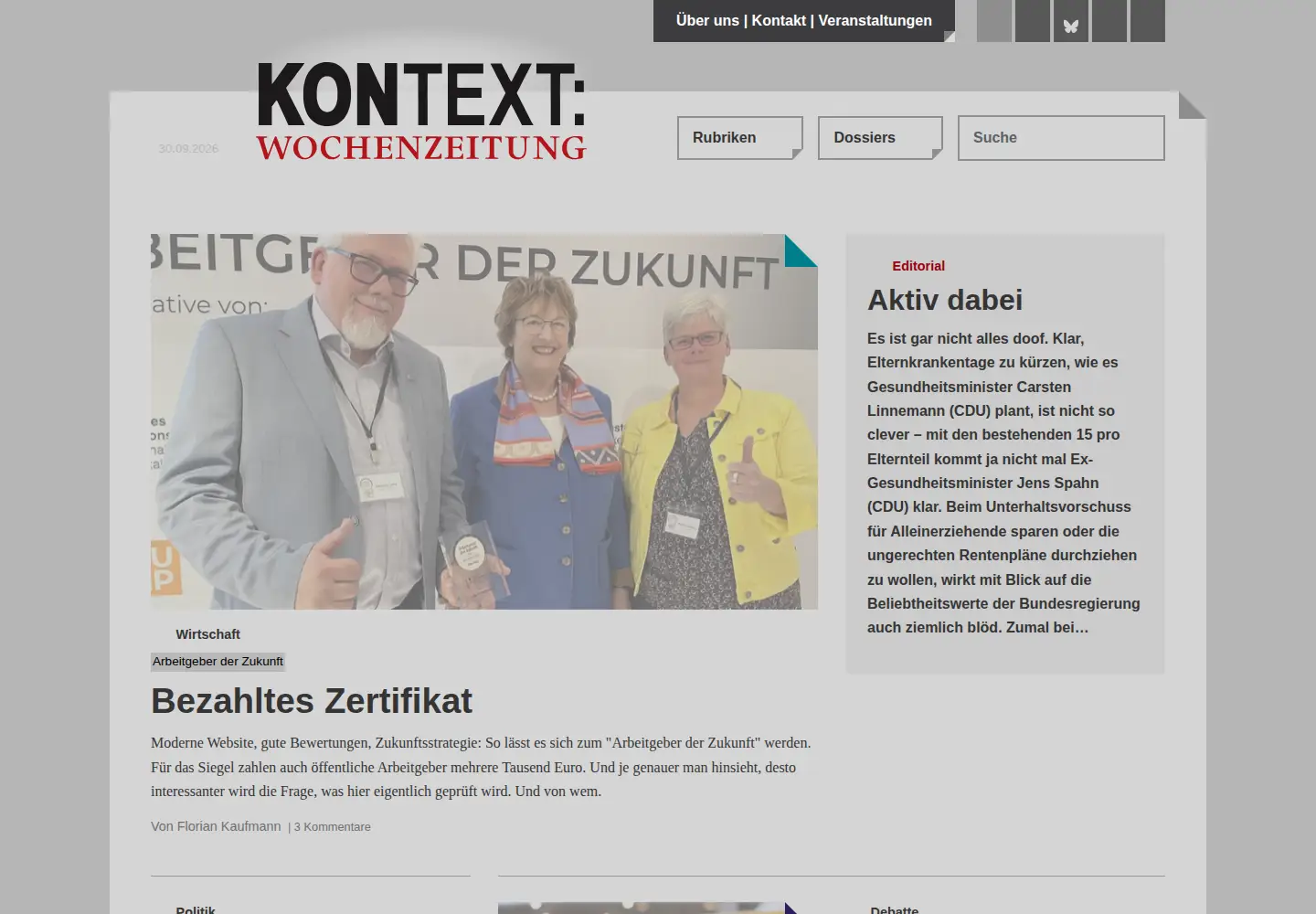 Screenshot of kontextwochenzeitung.de