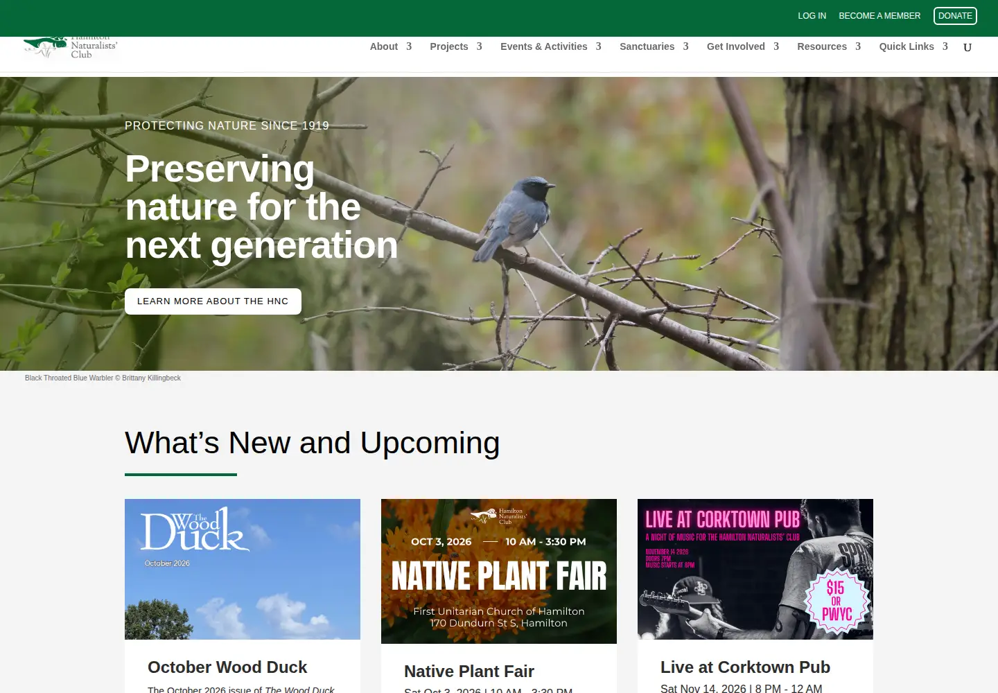 Screenshot of hamiltonnature.org