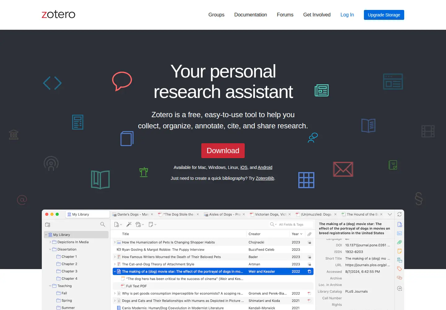 Screenshot of zotero.org