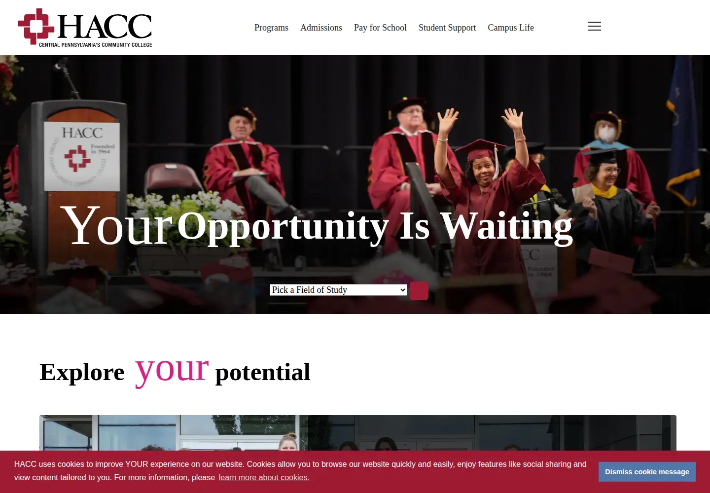 Screenshot of hacc.edu