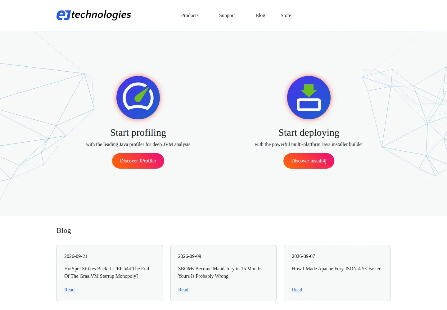Screenshot of ej-technologies.com