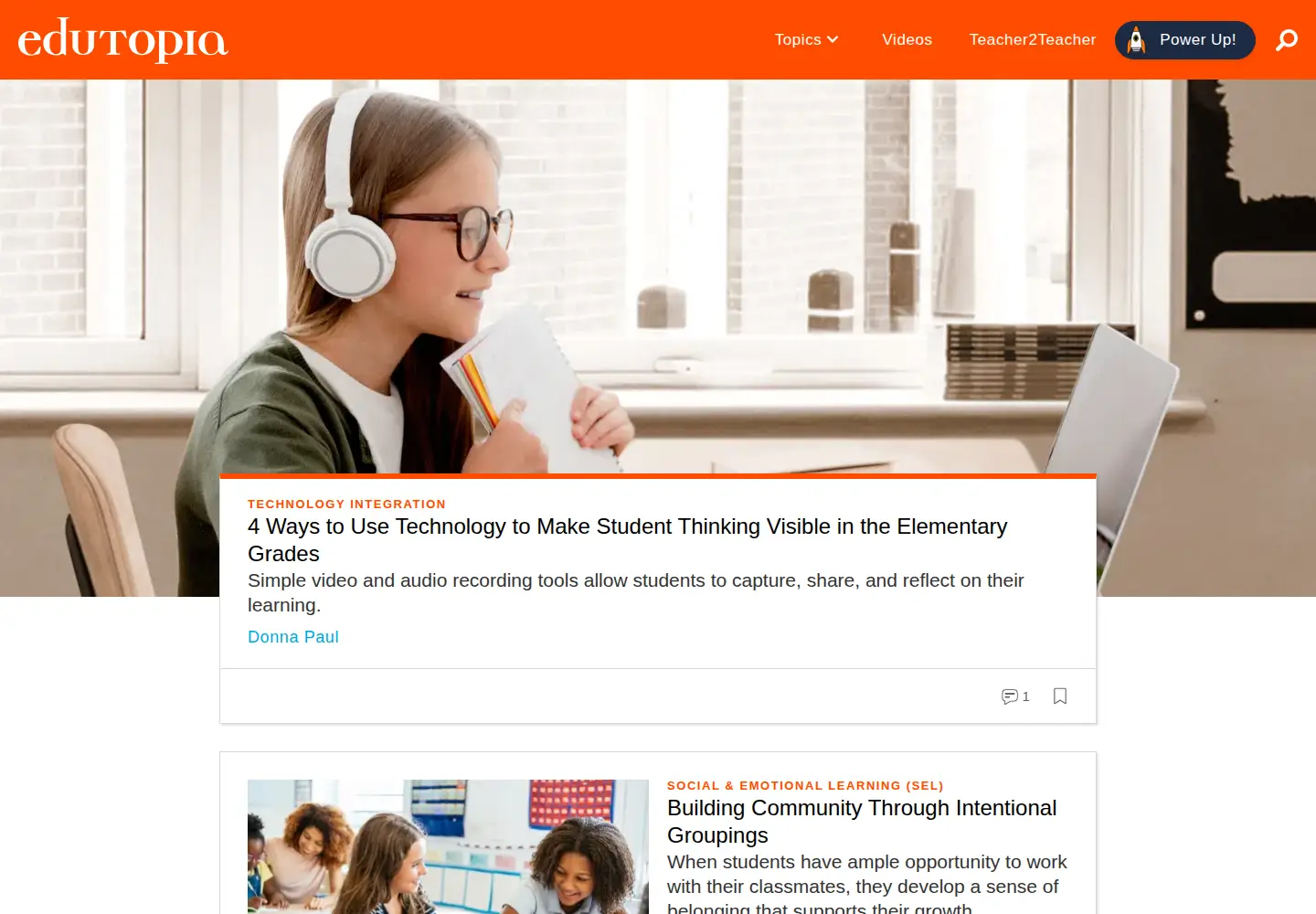 Screenshot of edutopia.org