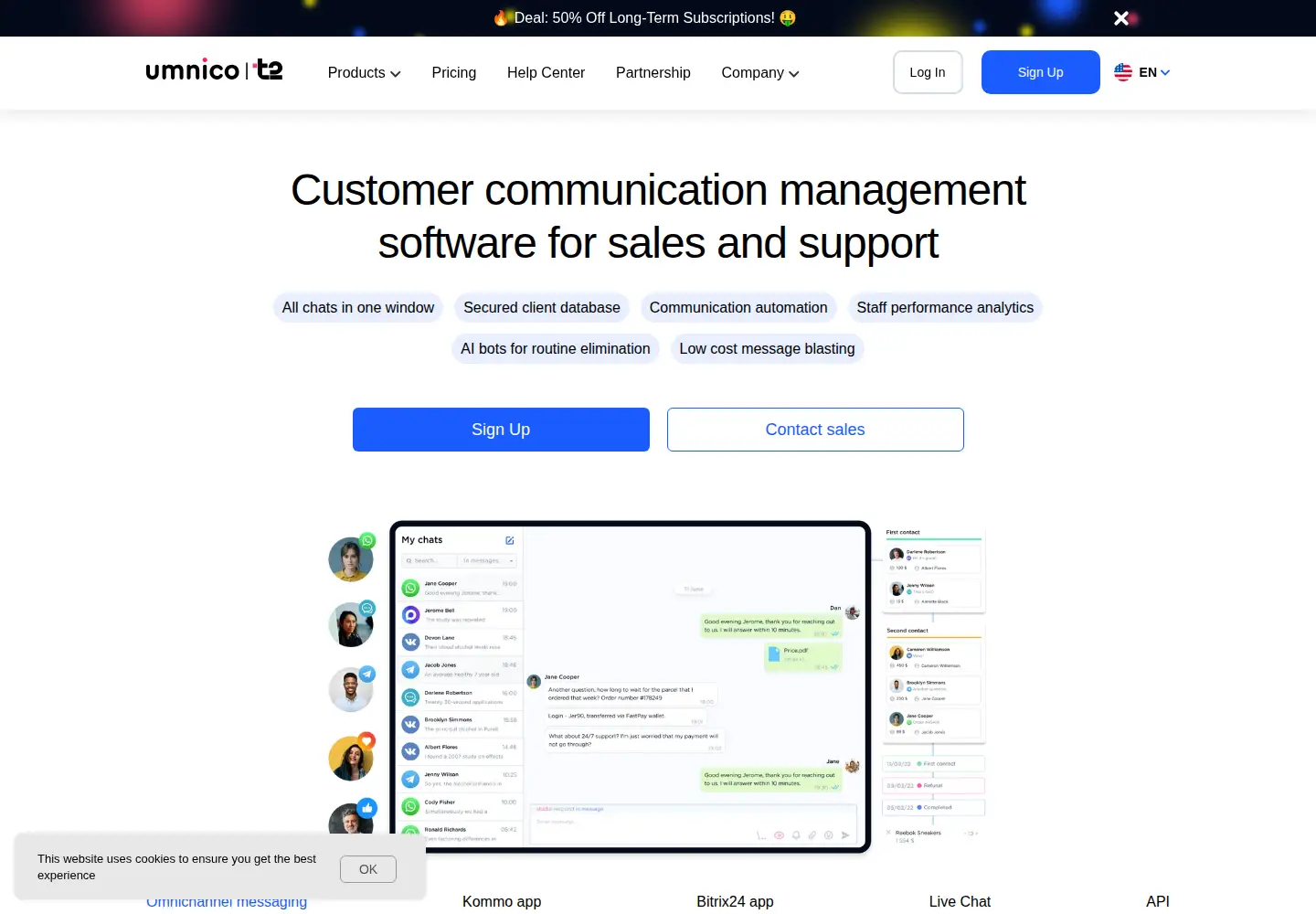 Screenshot of umnico.com