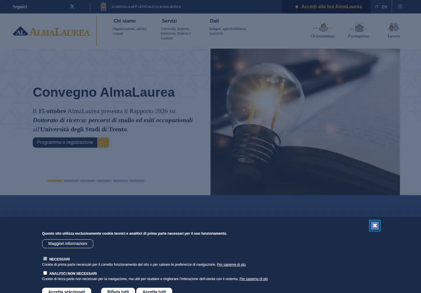 Screenshot of almalaurea.it