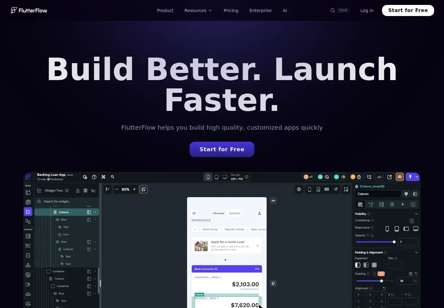 Screenshot of flutterflow.io