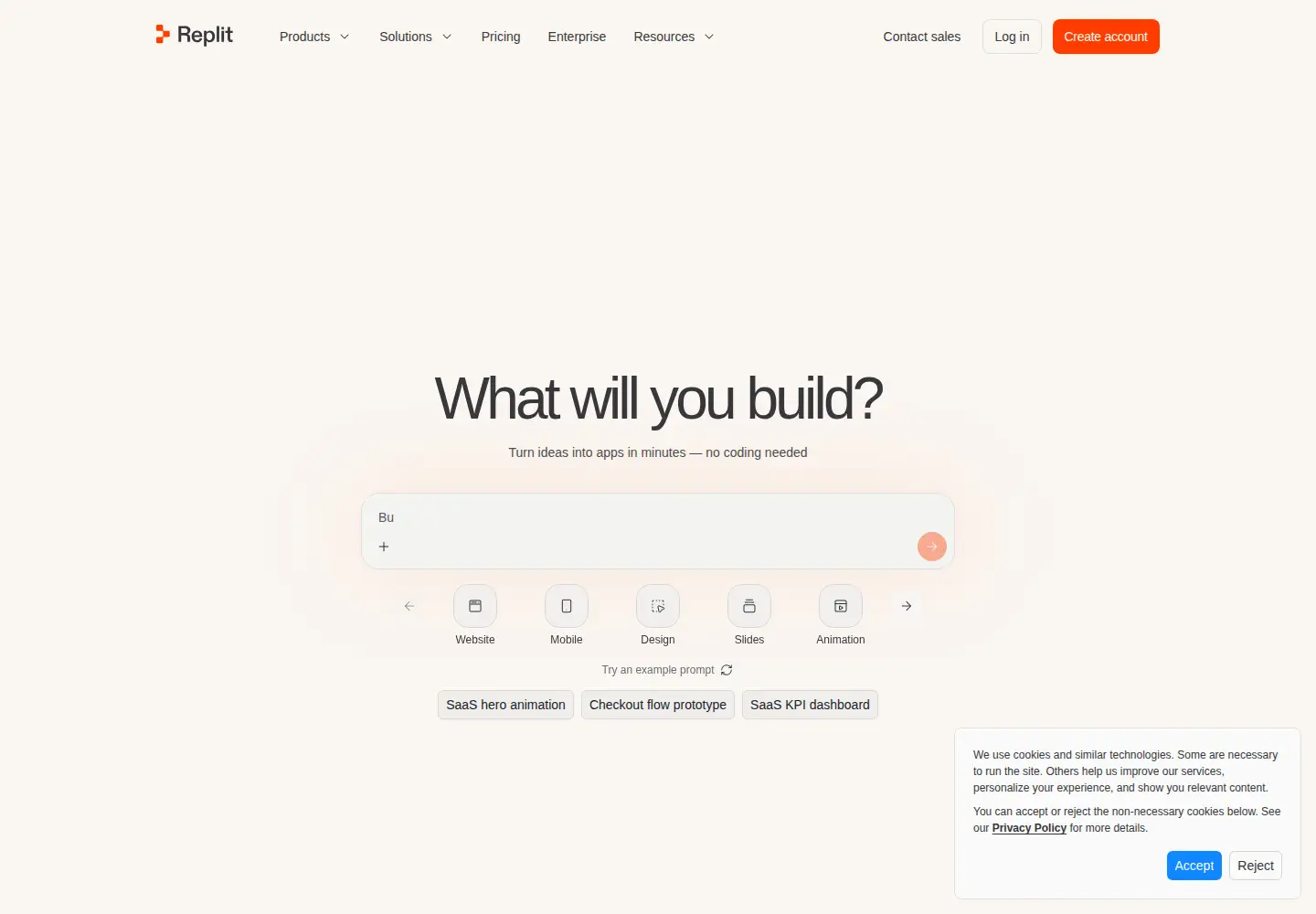 Screenshot of replit.com