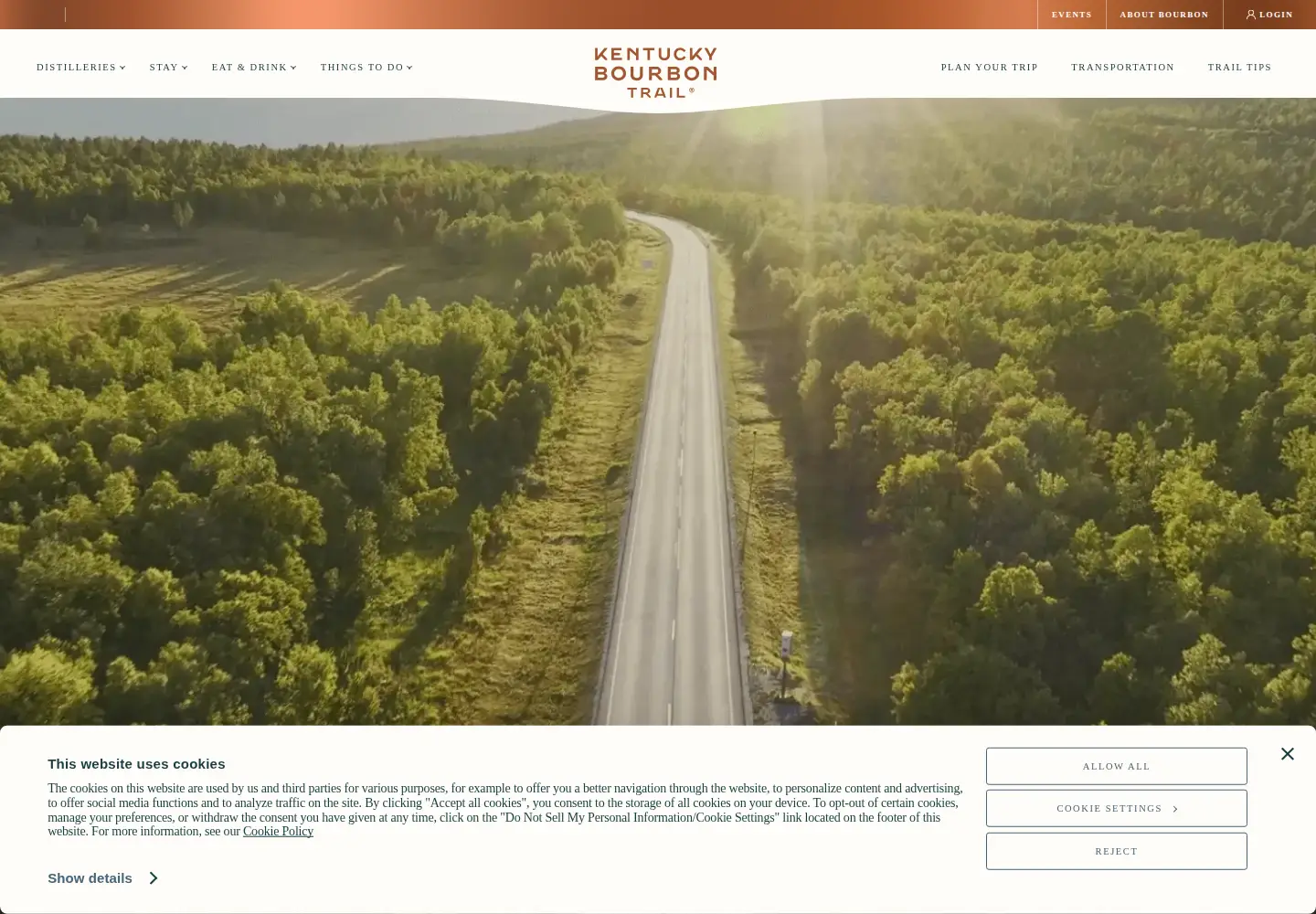 Screenshot of kybourbontrail.com