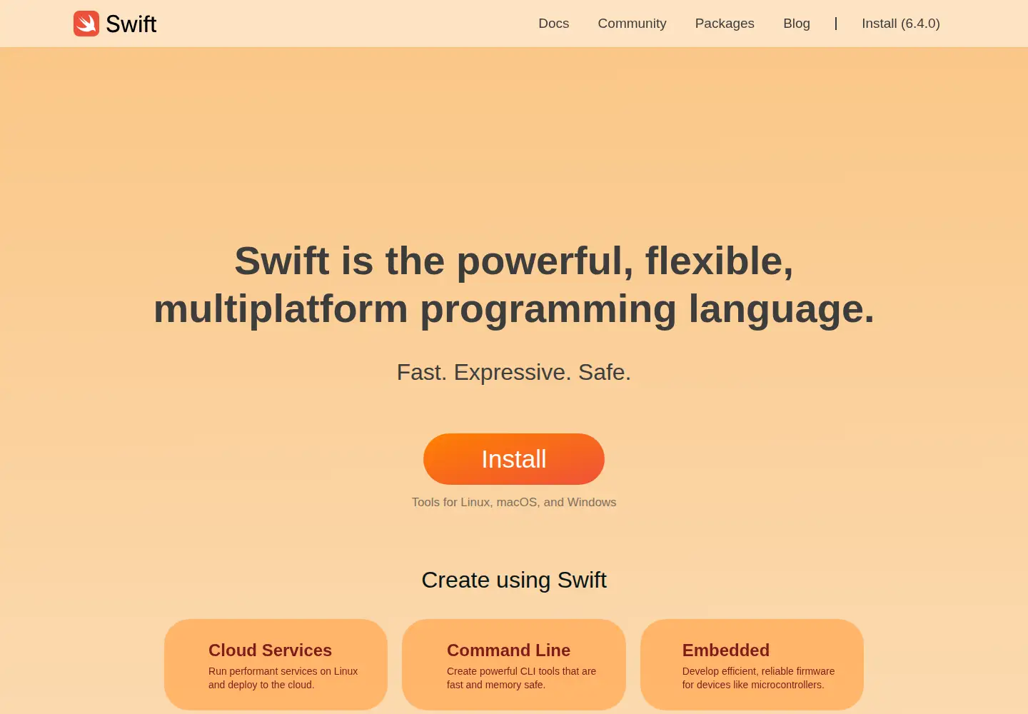 Screenshot of swift.org
