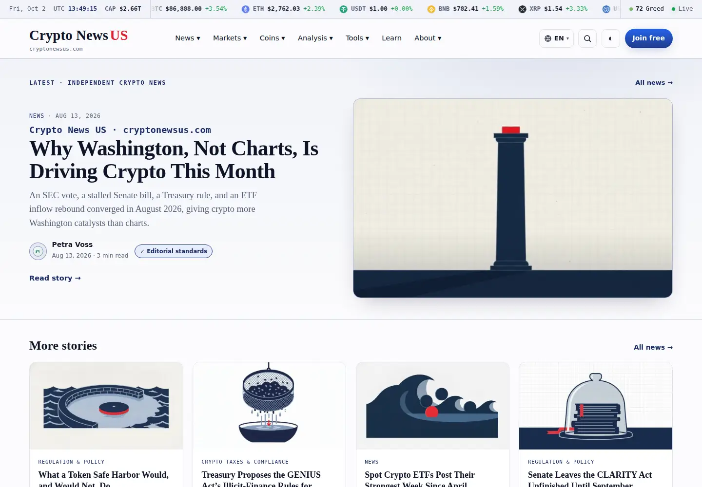 Screenshot of cryptonewsus.com