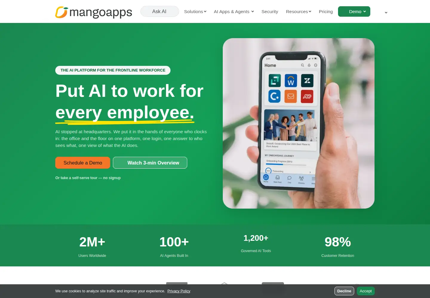 Screenshot of mangoapps.com