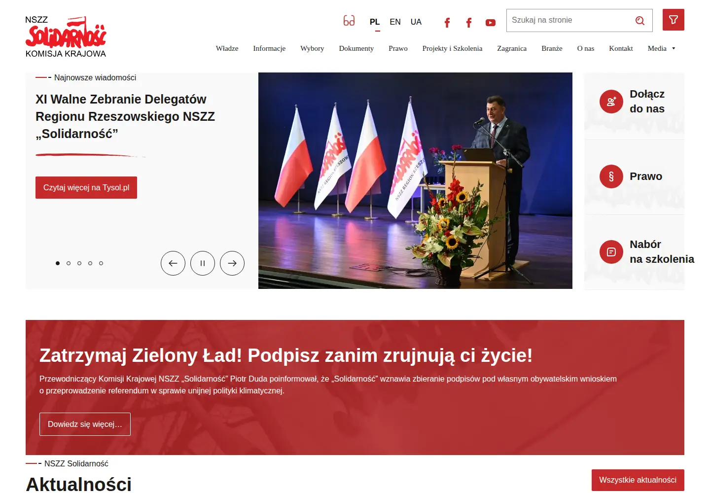 Screenshot of solidarnosc.org.pl