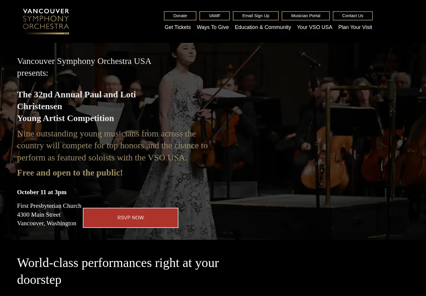 Screenshot of vancouversymphony.org