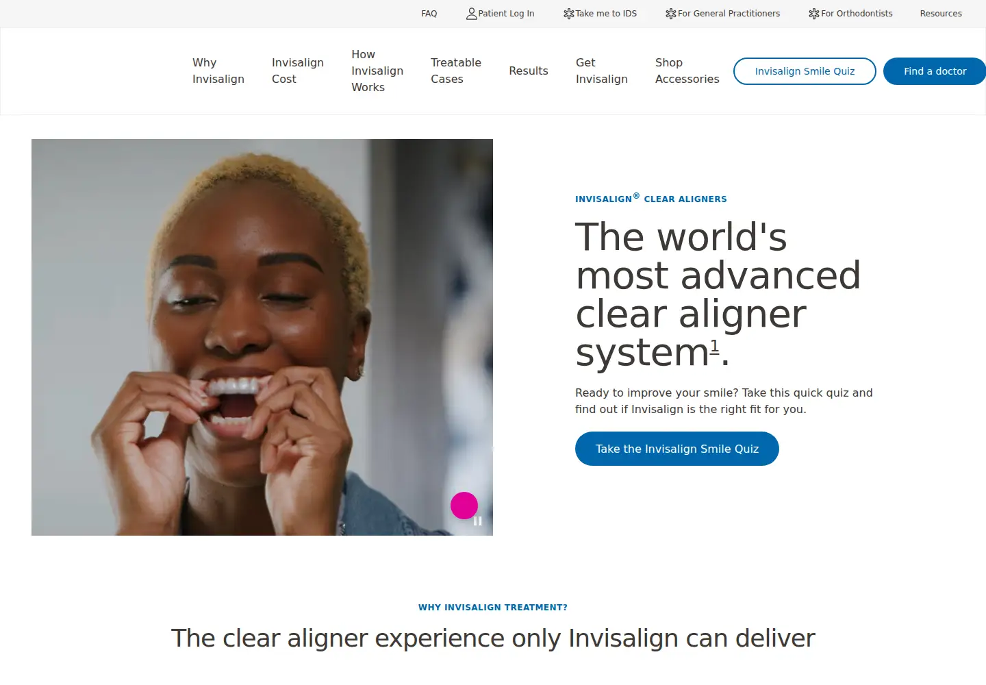 Screenshot of invisalign.co.uk