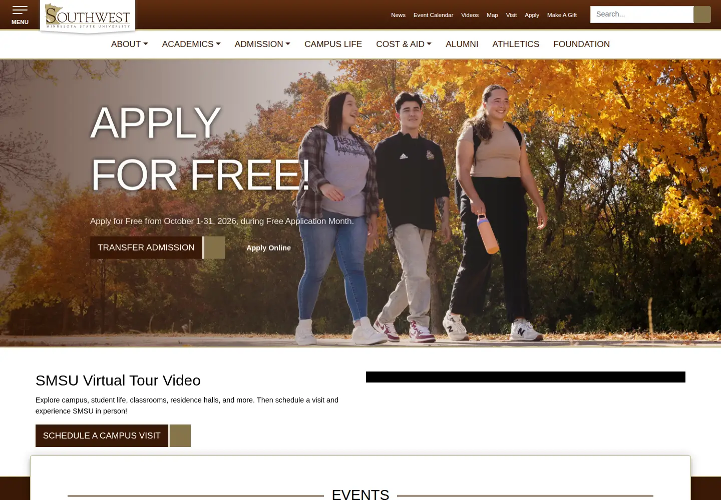 Screenshot of smsu.edu