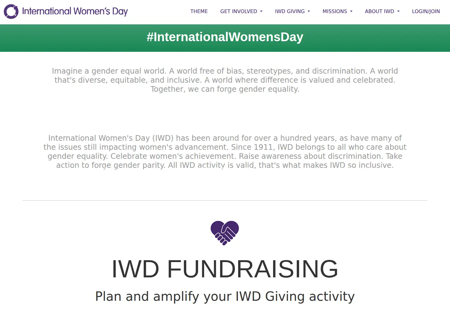 Captured homepage of internationalwomensday.com in the current scan