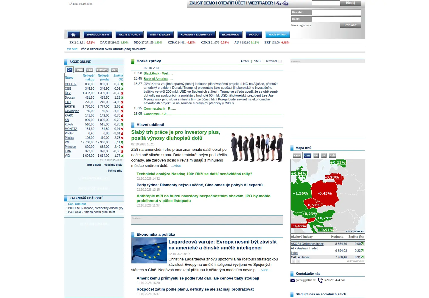 Screenshot of patria.cz