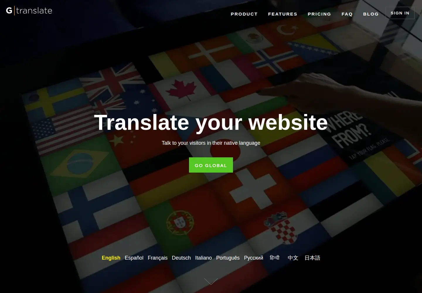 Screenshot of gtranslate.net