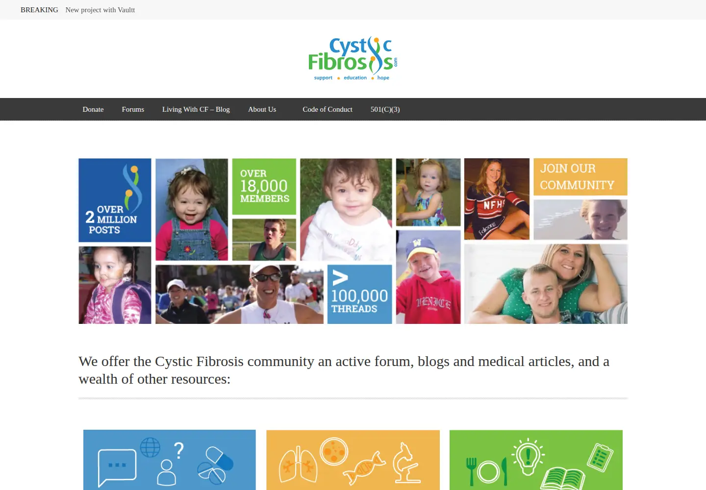 Screenshot of cysticfibrosis.com