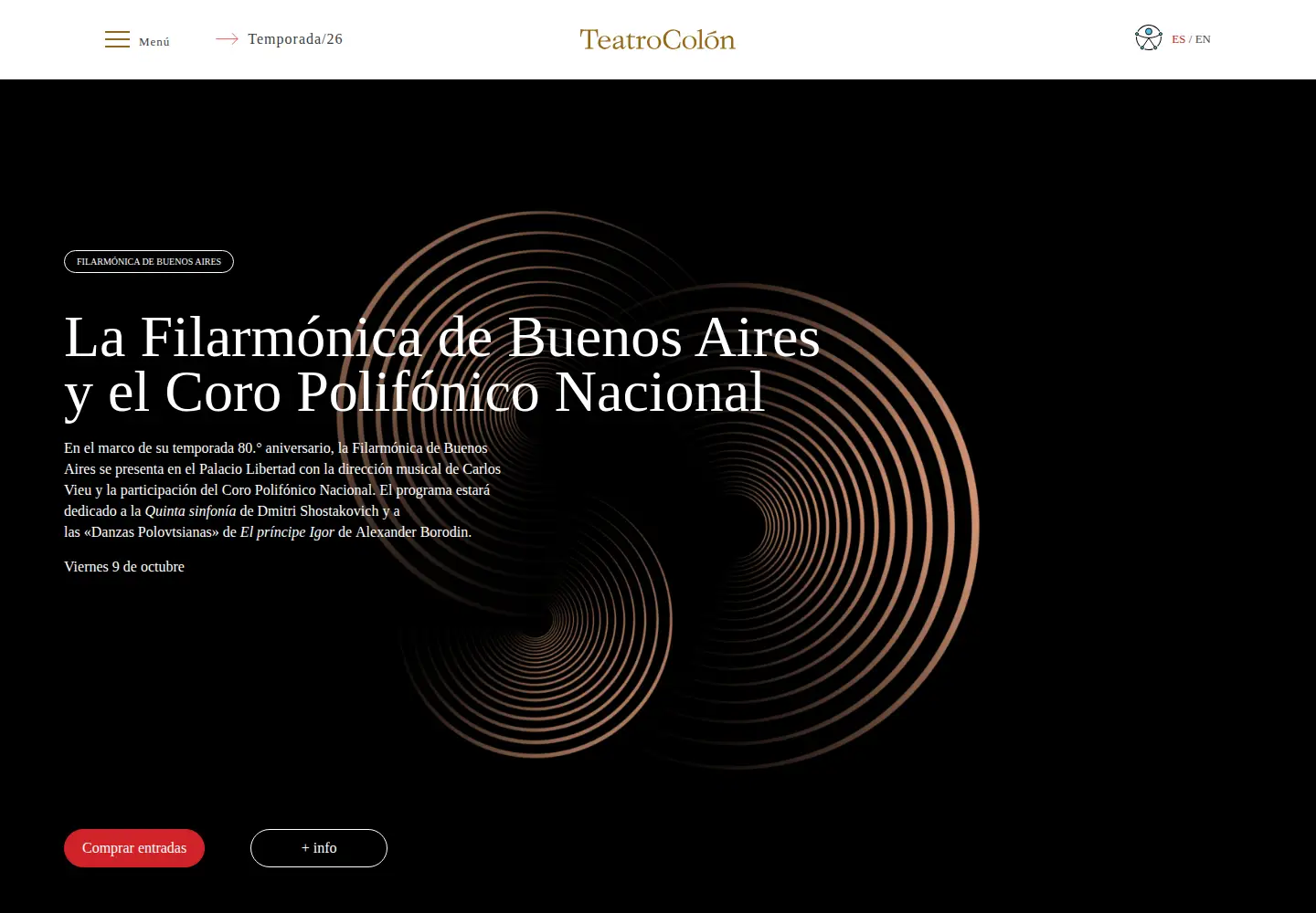 Screenshot of teatrocolon.org.ar