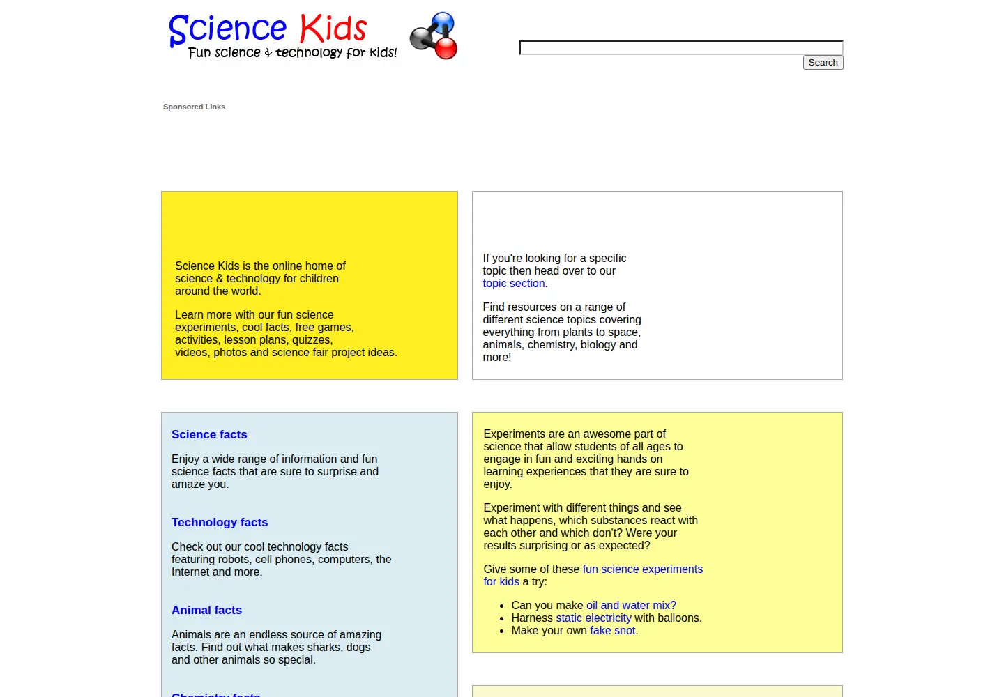 Screenshot of sciencekids.co.nz