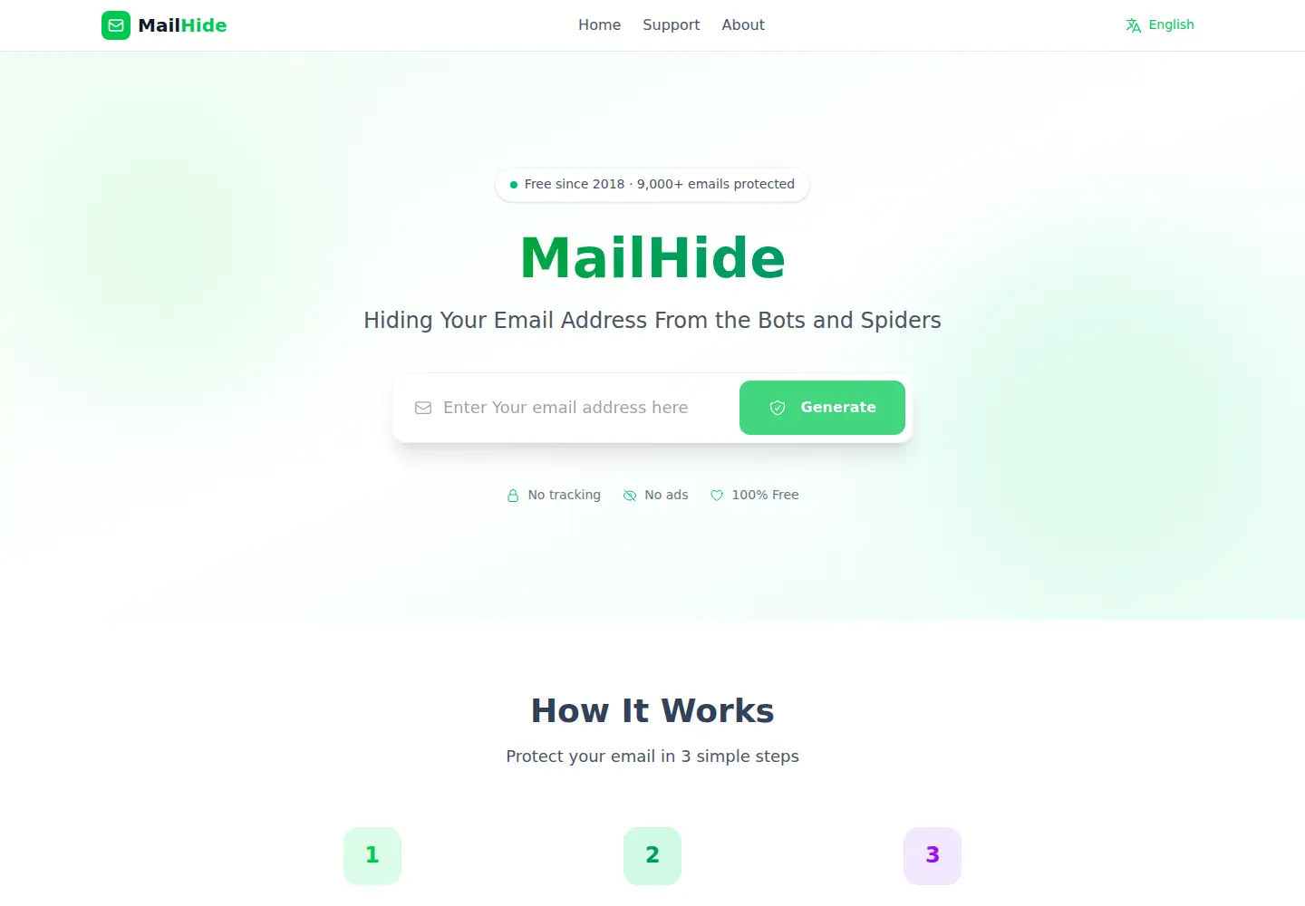 Screenshot of mailhide.io