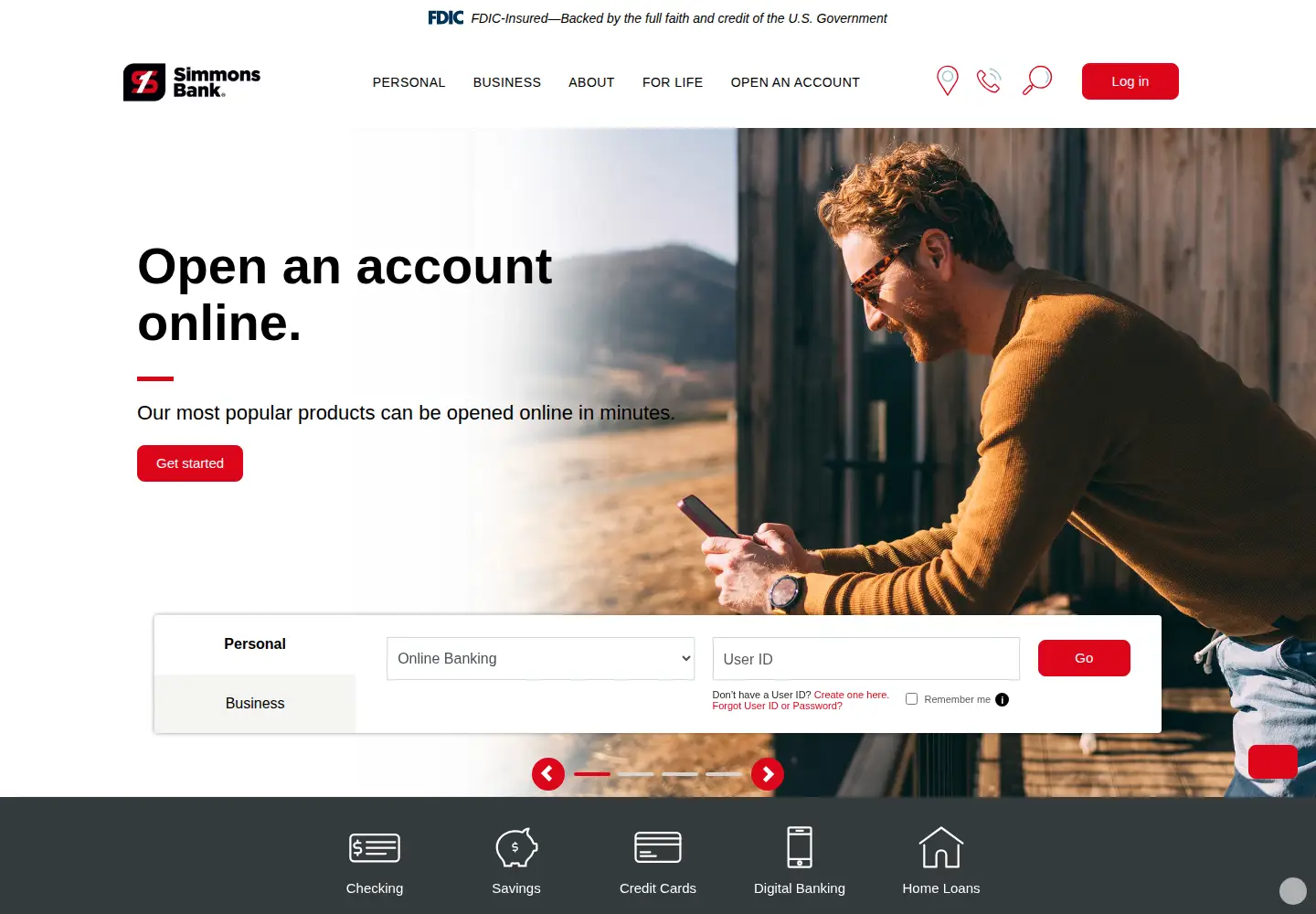 Screenshot of simmonsbank.com